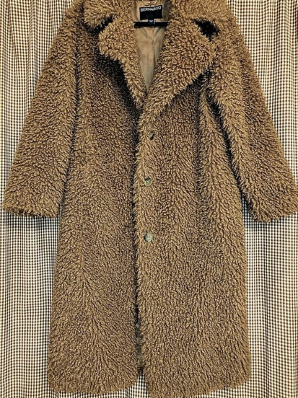 Bernardo Faux Shearling Long Teddy Coat Brown Small